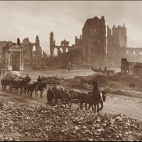 The ruins of the Cloth Hall, the Cathedral and Bishop’s Palace, Ypres